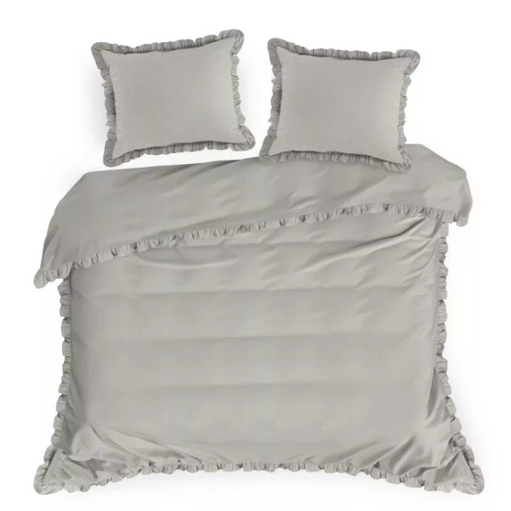 Bettwäsche aus Baumwolle mit Rüsche Eurofirany 100% Baumwolle mit Reißverschluss beige