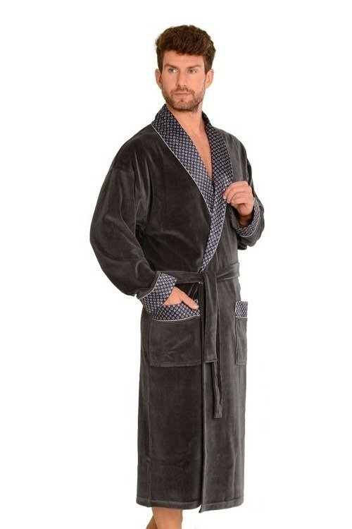 773 Bonjour Herren-Forex-Bademantel - graphit