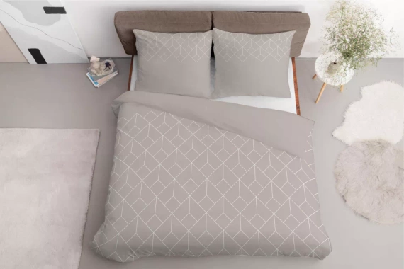 5327 B Geometrische Satinbettwäsche Detexpol beige