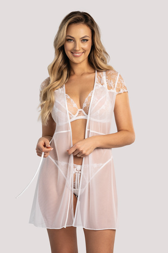 Rubi Damen-Peignoir Einzigartiges Weiß – Spitze, elegant, sinnlich
