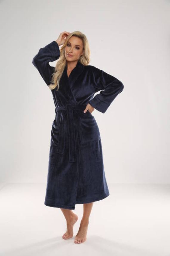 628 Abigail Long Forex Damen Bademantel - navy blau