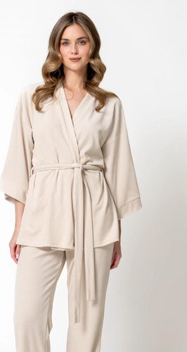 Leveza Darlin 1816 Damen Velours 3/4 Pyjama Set Homewear Sahara