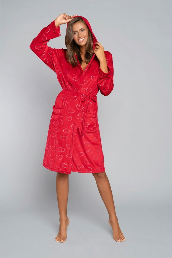 Elixir Damenbademantel mit Taschen Italian Fashion - rot/print 