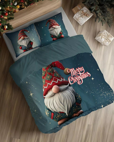 5825 A Baumwoll-Weihnachtsbettwäsche Christmas Dreams Detexpol marineblau mit einer Elfe Merry Christmas – Weihnachtsset aus 100 % Baumwolle