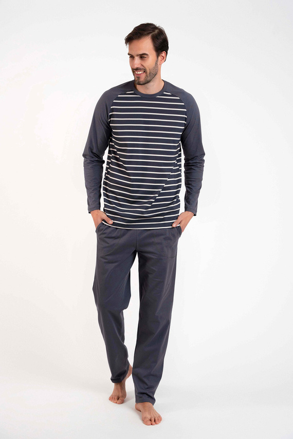 Lars Herren Schlafanzug mit langen Ärmeln, lange Hose Italian Fashion - graphite/graphite print