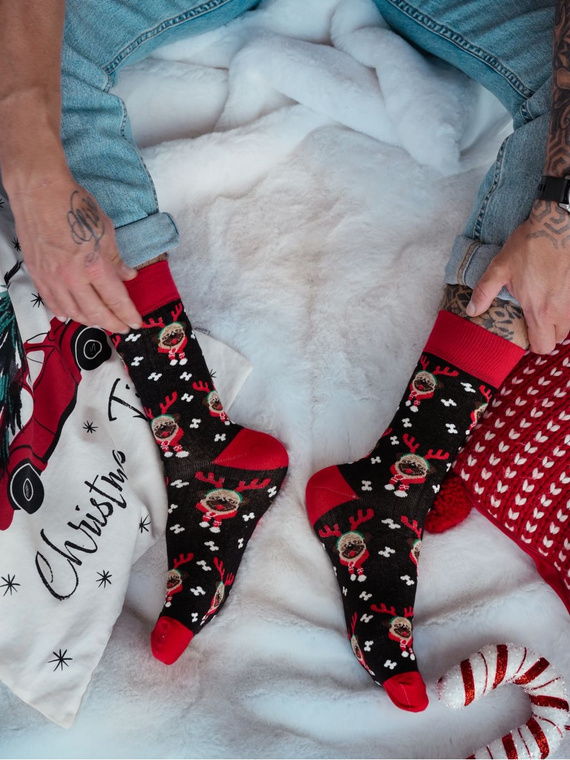 1290-036 Mopsy Milena Herrensocken Schwarz - Weihnachten, bunt, Baumwolle