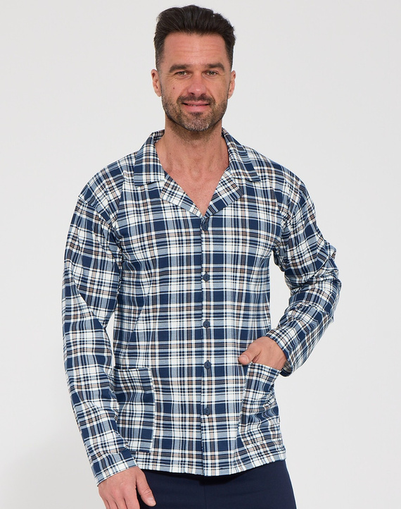 Herren-Pyjama Cornette 114/85 zum Aufknöpfen, 100% Baumwolle, kariert