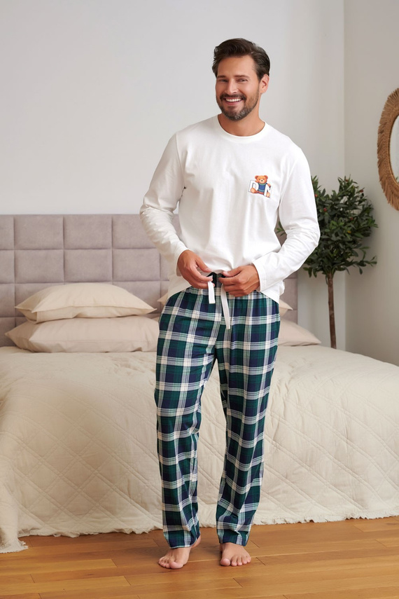 Herren-Pyjama Doctor Nap 7514 Teddy 100% Baumwolle Langarm Hose