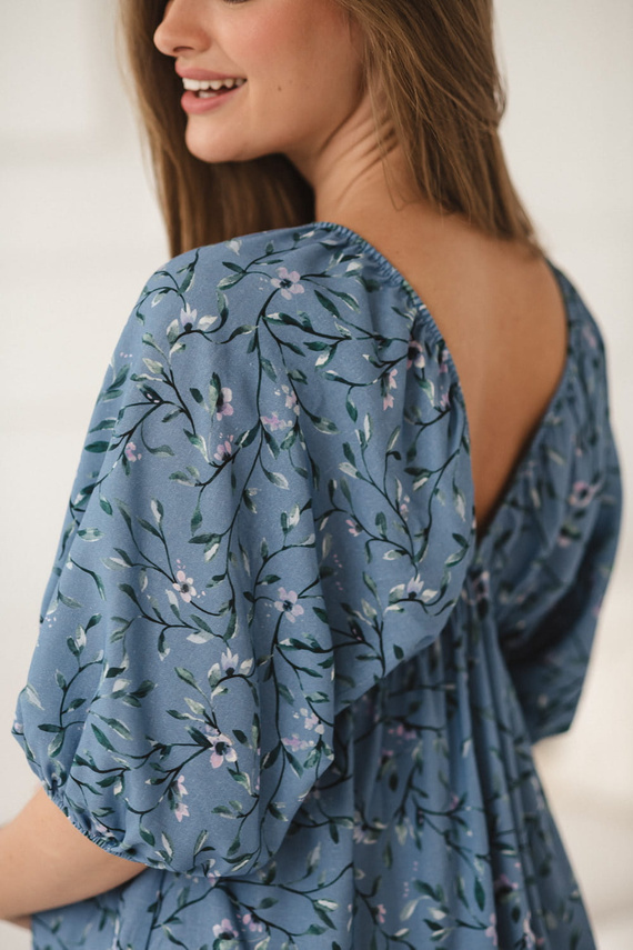 Milk Sun Milk&Love blaues Umstands- und Stillkleid mit Blumen