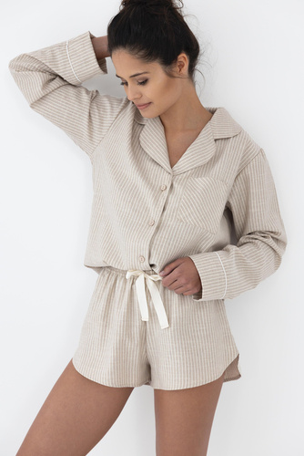 Allison Damenpyjama Flannel Sensis - Beige