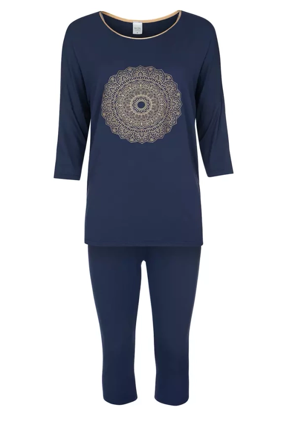 Mandala Damen-Pyjamas Italian Fashion - marineblau 