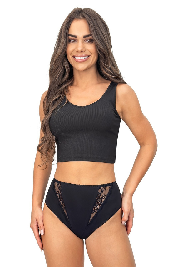 Höschen 238 Donna schwarz – Damenhöschen aus Baumwolle mit Spitzeneinsätzen