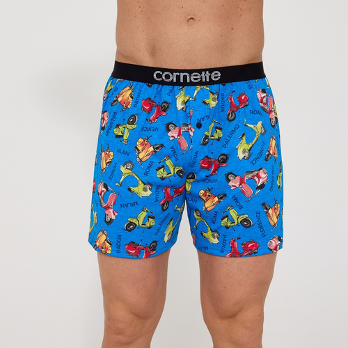 Cornette 881/03 Classic Herren Boxershorts 100% Baumwolle Blau mit Vespa-Print