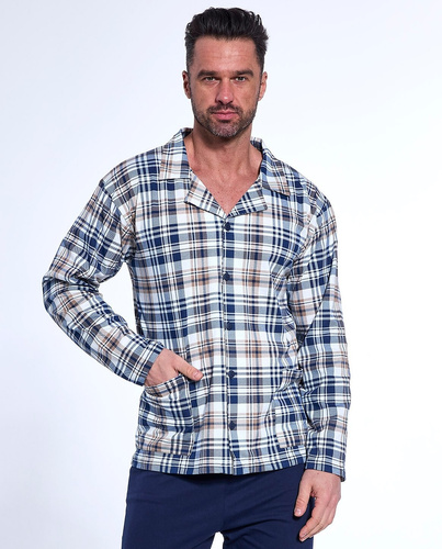 114/77 Cornette Herren-Pyjama mit Reißverschluss, Marineblau