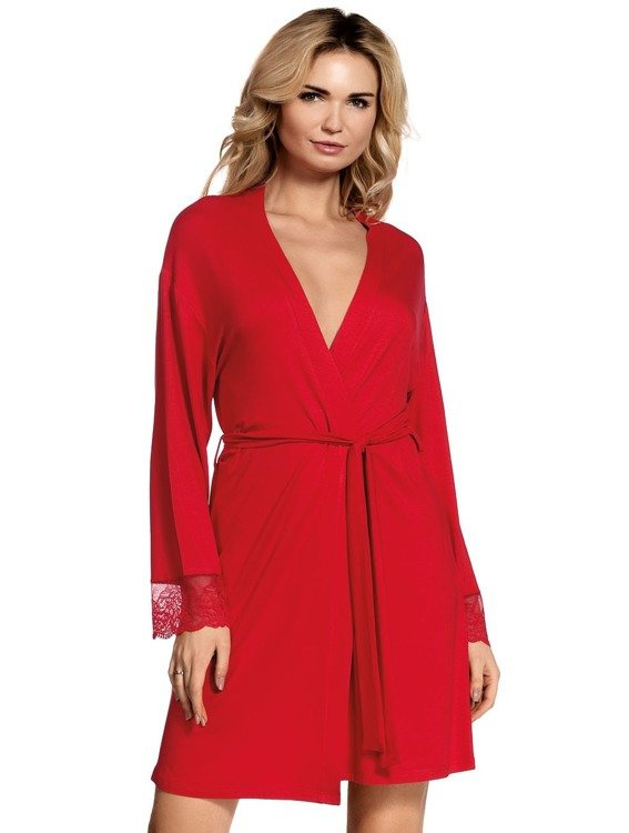 412 Dagmara Damen Kurzer Morgenmantel Forex - rot