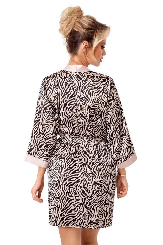 Beiger Morgenmantel Sheila Donna – eleganter Damen-Morgenmantel aus Satin mit Gürtel