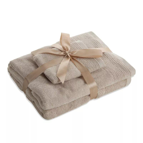 Komplett-Set 3 Stück Eurofirany Handtücher 500 GSM Baumwolle in Premium-Box Beige