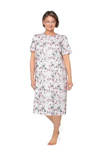 203 Bogna I Martel Nachthemd mit Reißverschluss – Weiß-Rosa 24