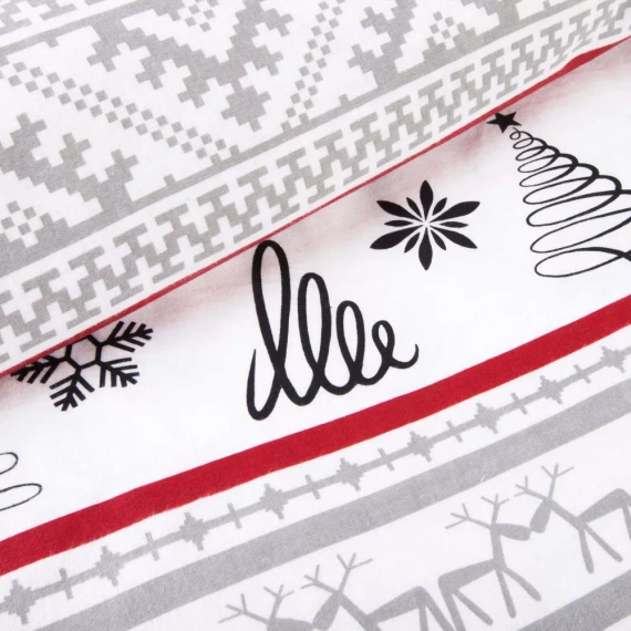 31514/1 Weihnachts-Flanell-Bettwäsche Flanelove Darymex grau rot – Set aus 100 % Baumwolle, warm und weich