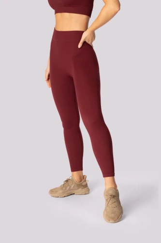 Gerippte Damenleggings Mona Burgund