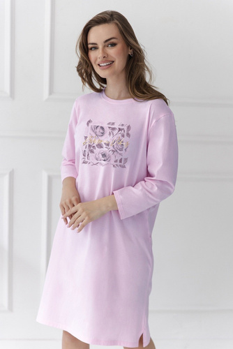 Damen Nachthemd Taro Selia 3636 100% Baumwolle Langarm Blumen-lila