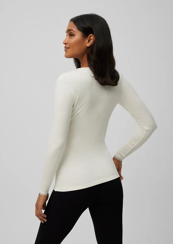 Ysabel Mora Damen-Thermo-T-Shirt 70018 Panacotta – warm, atmungsaktiv, mit Spitze und langen Ärmeln