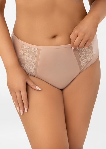 F019 Frida Gorsenia High Chocolate Slip mit zarter Stickerei