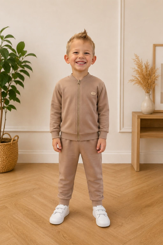 Kinder-Jogginganzug Leon Bambarillo Beige Baumwolle Mit Reißverschluss 95% Baumwolle