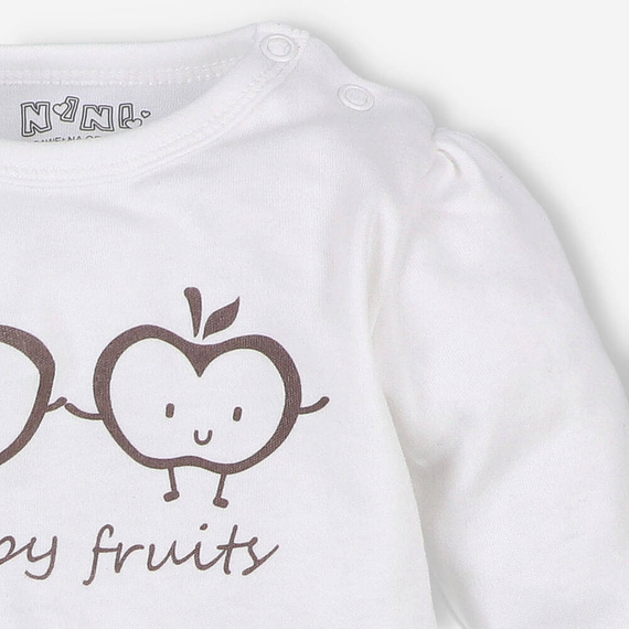 ABN-5301/ECR Happy Apples Nini Bluse aus ecrufarbener Bio-Baumwolle