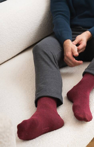 art.083 Kaschmir Herrensocken mit Kaschmir Steven - 003 Burgund