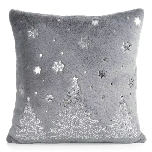 CHP308 Eurofirany Weihnachtskissenbezug 45x45 mit 3D-Pailletten Sternen beige
