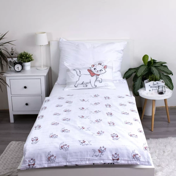 Marie Cat Bow Baumwollbettwäsche für ein Bett von Jerry Fabrics, grau