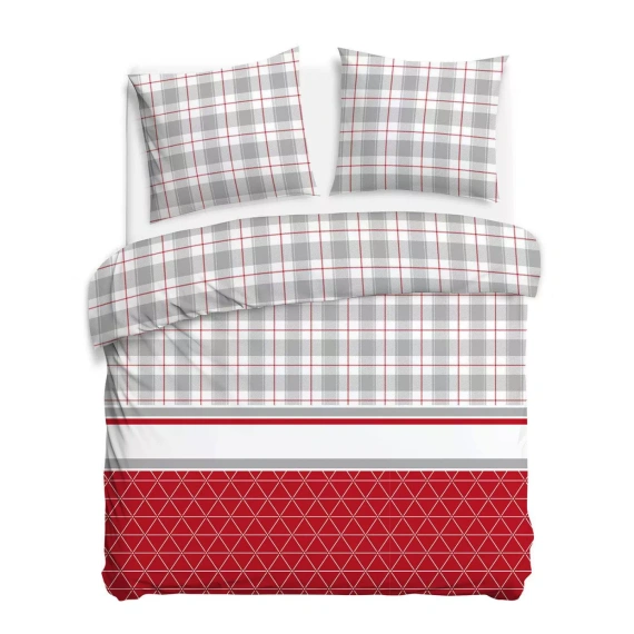 31516/1 Weihnachts-Flanellbettwäsche Flanelove Darymex grau rot – Set 100 % Baumwolle, warm und weich