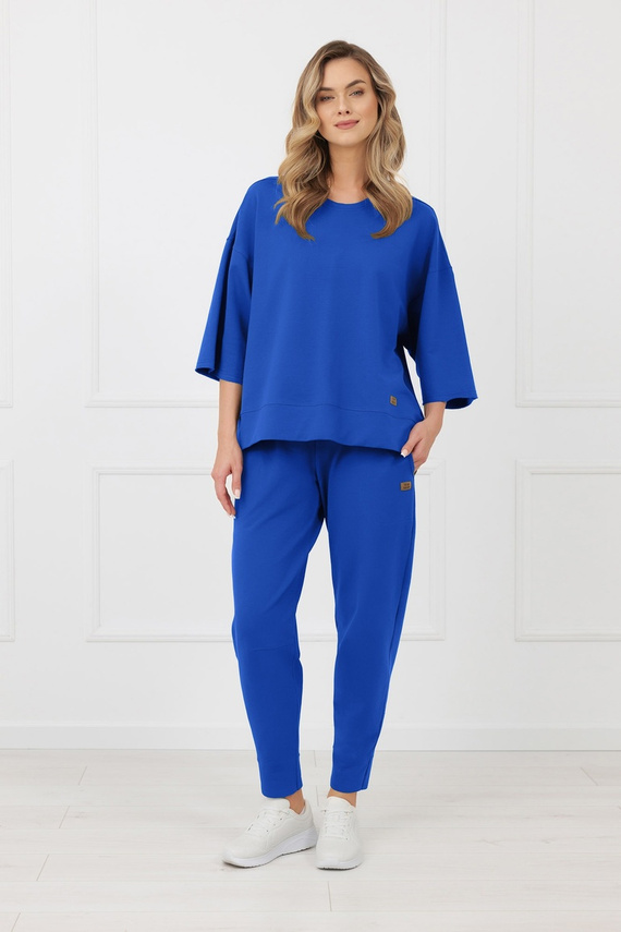Bluza Kaori Italian Fashion 3/4-Arm Baumwolle Elastan – Kobalt