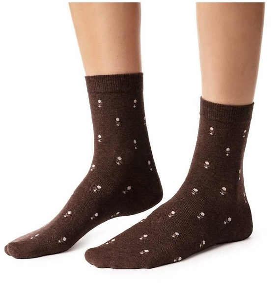 Damen Socken Steven art.099 Baumwolle Bunte Muster Flache Naht - 126 braun