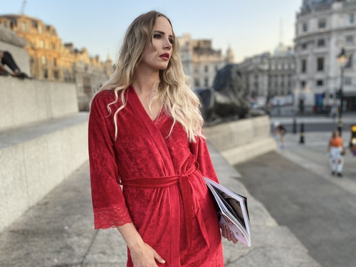 457 Milagros Damen Kurzer Morgenmantel Forex - rot