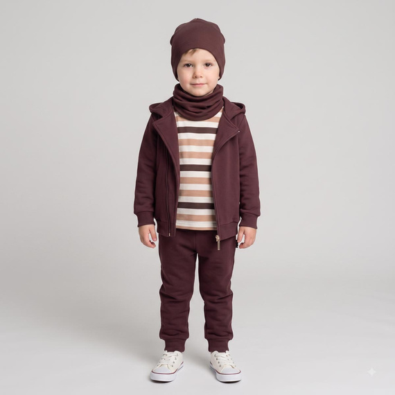 227276 Nicol BENEK Jungen Kapuzenpullover in Dunkelbraun mit Reißverschluss