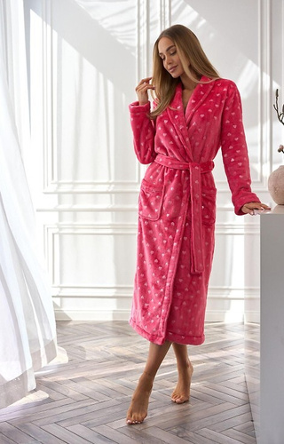 2552 Cora Langer Damenbademantel L&L Himbeere – Eleganz und Komfort in einem