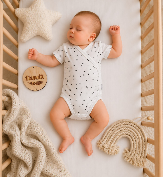 Mamatti BK16225 Wickelbody für Babys Kurzarm mit Sternenprint