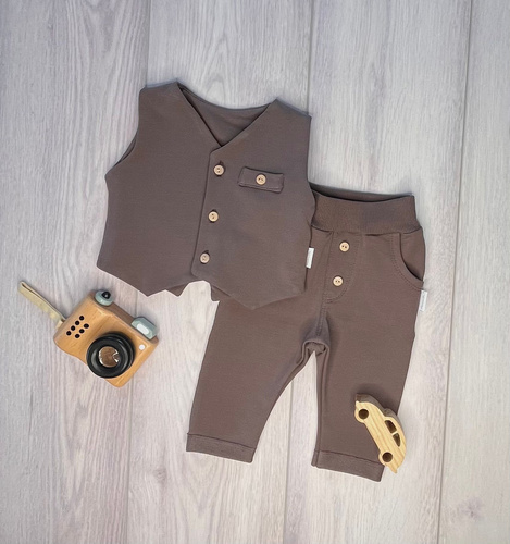 Mamatti KC016 elegantes Kinder-Set Weste Hose latte braun