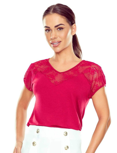 Elegante Damenbluse Filona Eldar | Florale Spitzenapplikationen, elastische Viskose | Perfekt für jede Gelegenheit