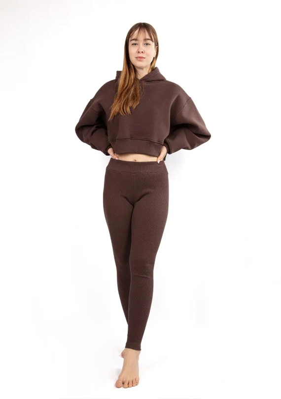 DK-K-B13 Dkaren Damen-Trainingsanzug-Set – Schokolade