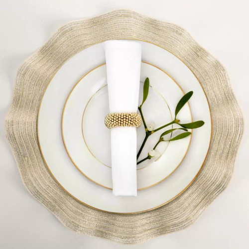 Eurofirany Tischset elegante Platzmatte unter Teller Glamour Stil June champagne beige
