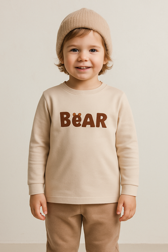 Kinderbluse Bär Bambarillo beige | Baumwolle, lange Ärmel