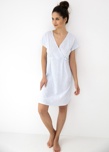 Damen Stillnachthemd Michaela Sensis aus 100% Baumwolle – florales Design, V-Ausschnitt zum Stillen, maximaler Komfort