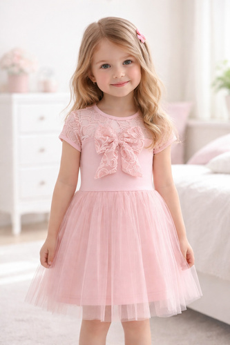 Mädchenkleid Emilka Bambarillo Spitze Tüll elegant peach