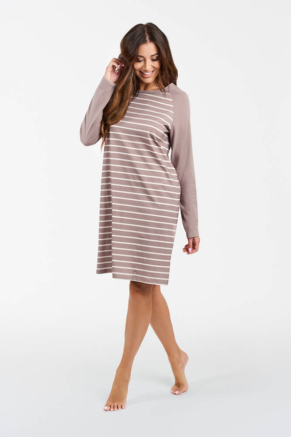 Oda Nachthemd Italian Fashion - Cappuccino Druck