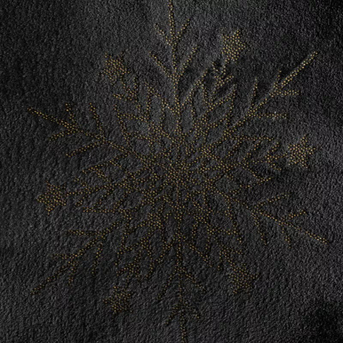 Eurofirany Weihnachtsdecke schwarz-goldene Schneeflocken – weicher Mikrofaser-Überwurf, 240 g/m²