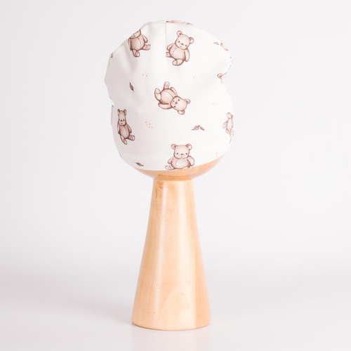 227054 Nicol BENEK Baby-Mütze 100% Baumwolle cremefarben mit Bärenmotiv