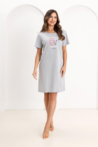 Damen-Pyjama Regina 174, 100% Baumwolle, mit Print, Kurzarm, Komfort für jede Nacht